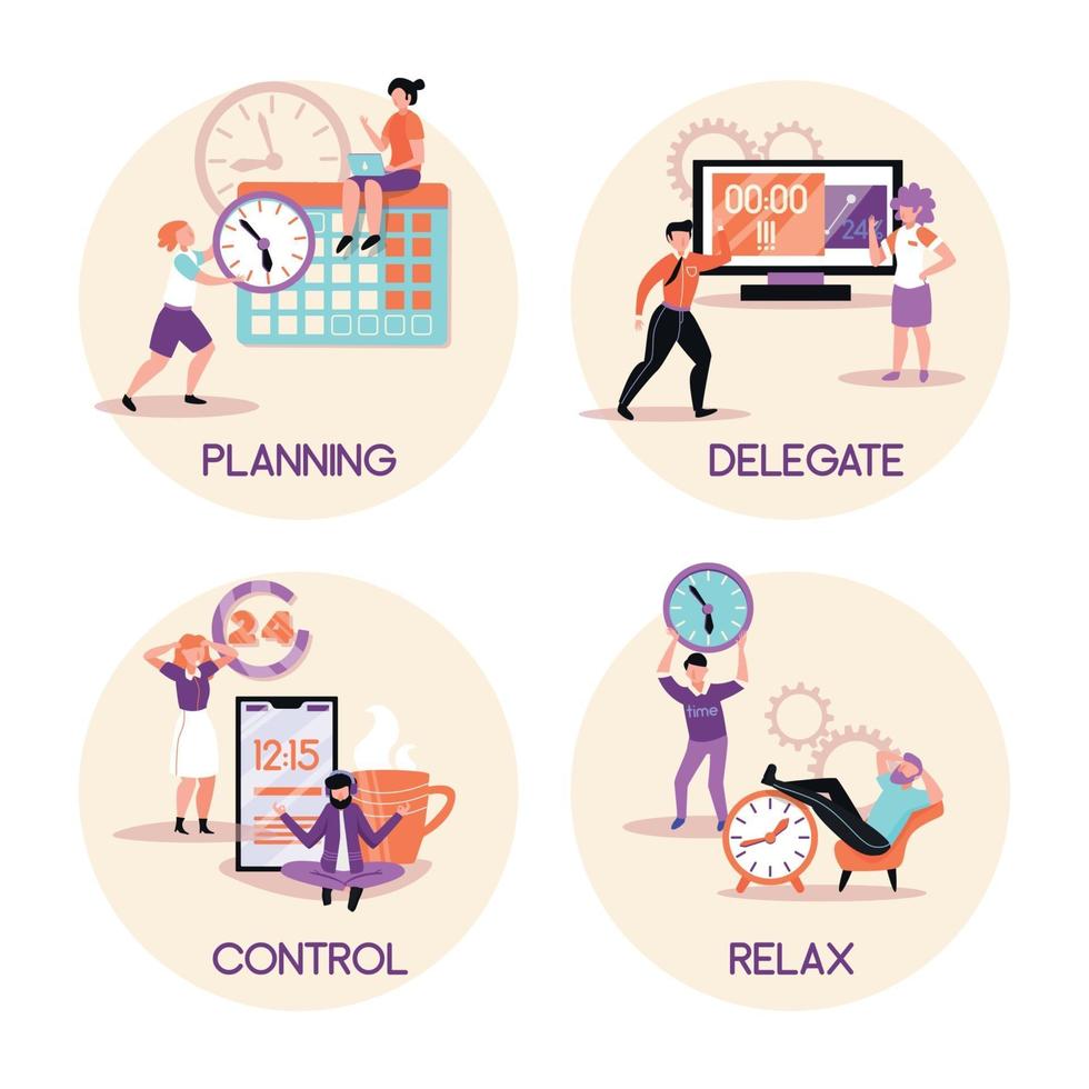 Time Management Concept Compositions Vector Illustration