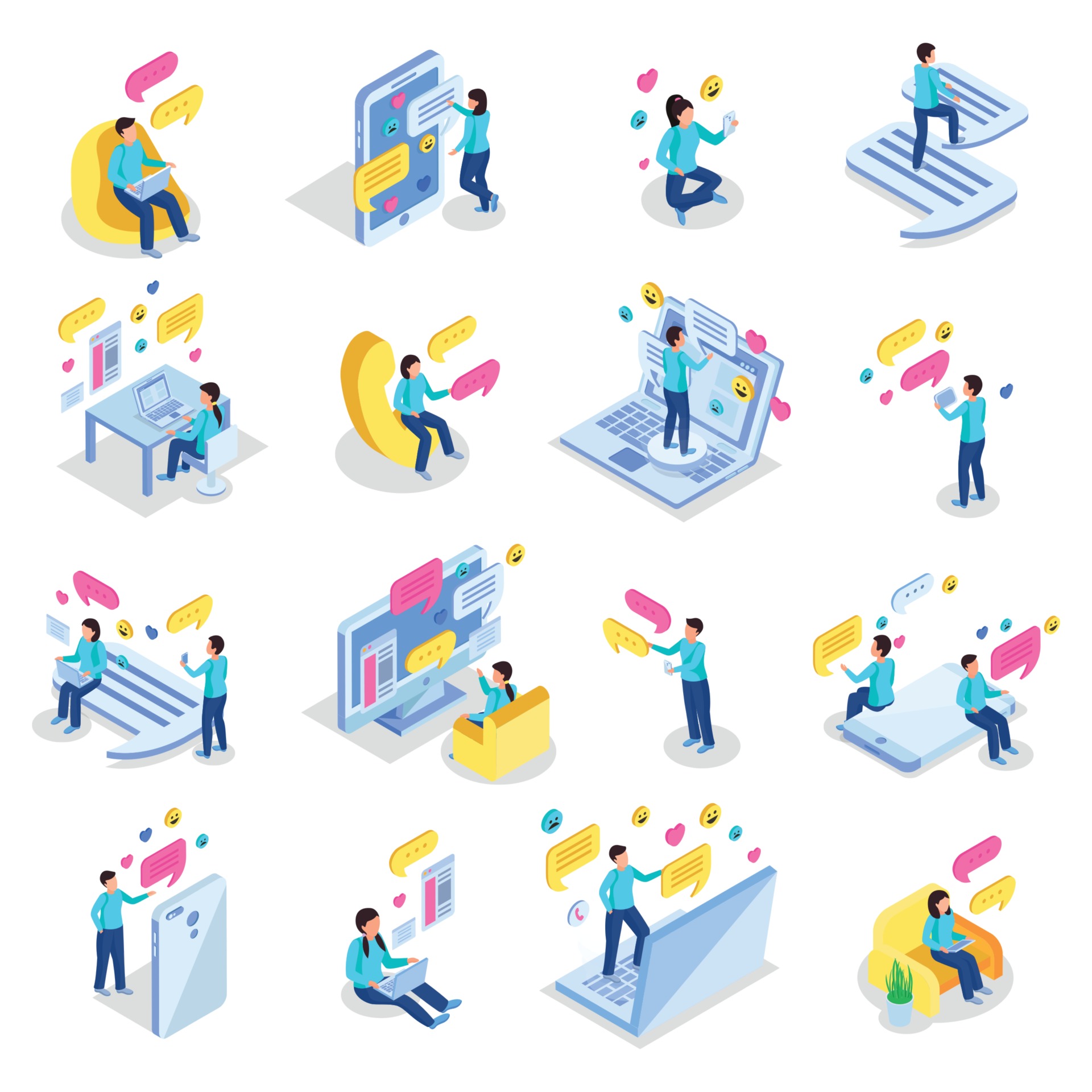 Chatting People Icons Set Vector Illustration 2951119 Vector Art at ...