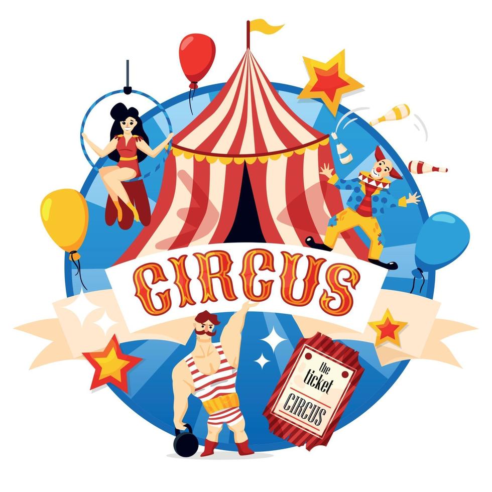 Circus Flat Composition Vector Illustration