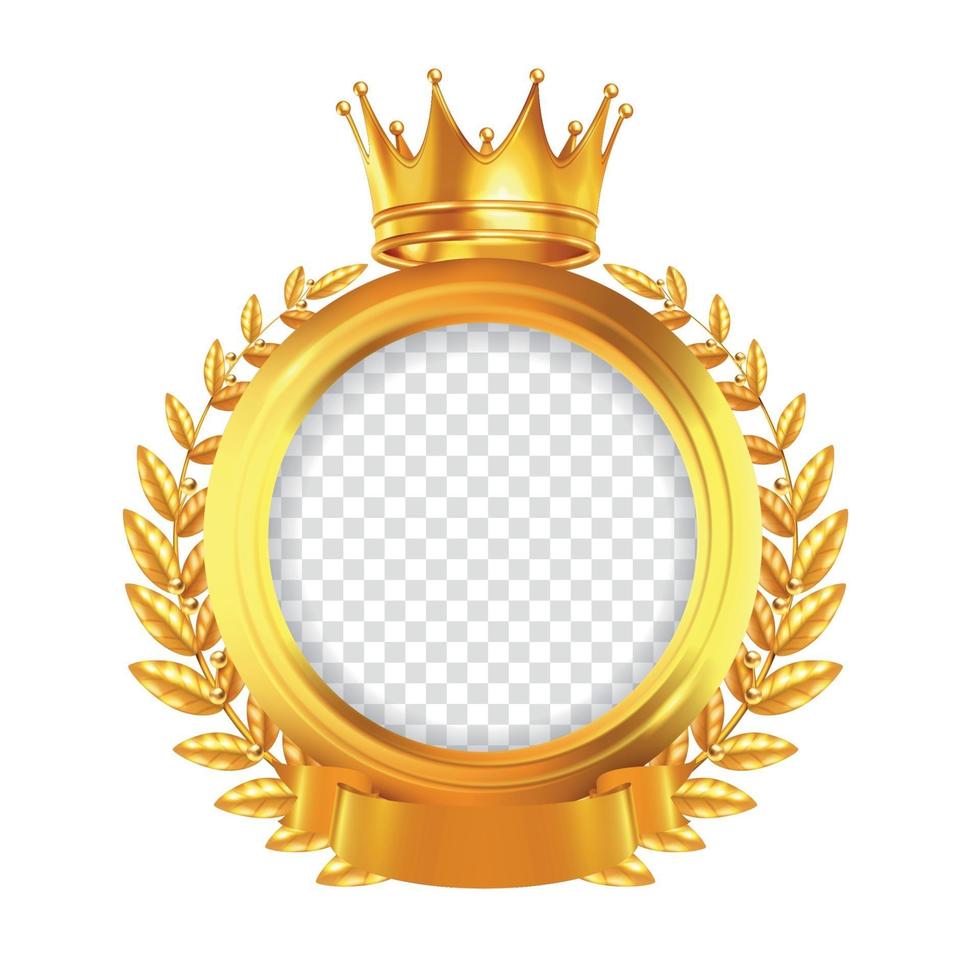 Crown And Laurel Wreath Realistic Frame Vector Illustration