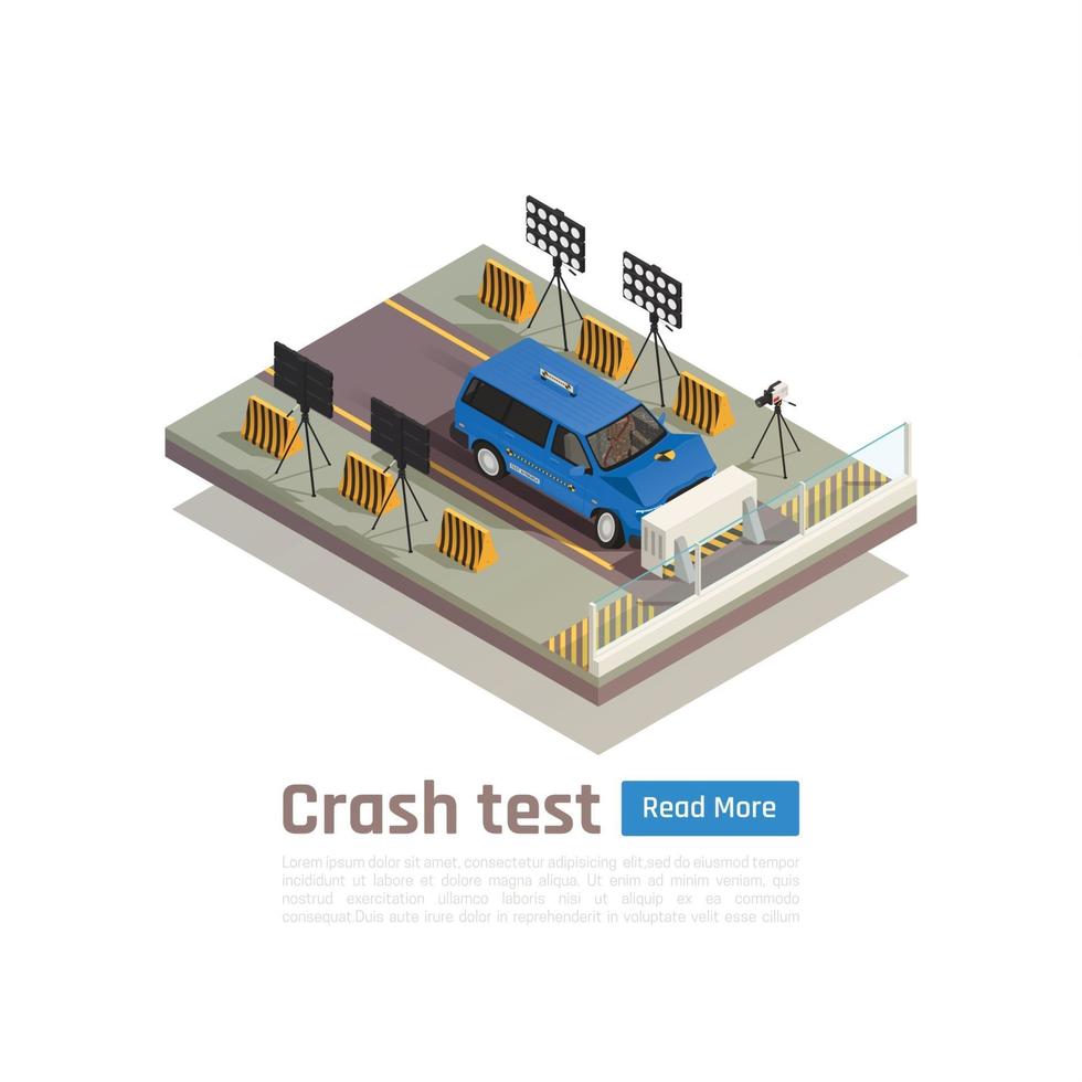 Ilustración de vector de composición de prueba de choque de automóvil