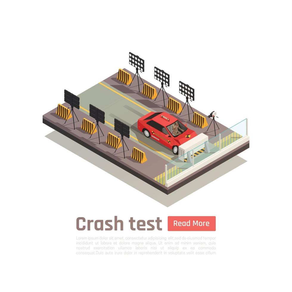 Isometric Crash Test Composition Vector Illustration