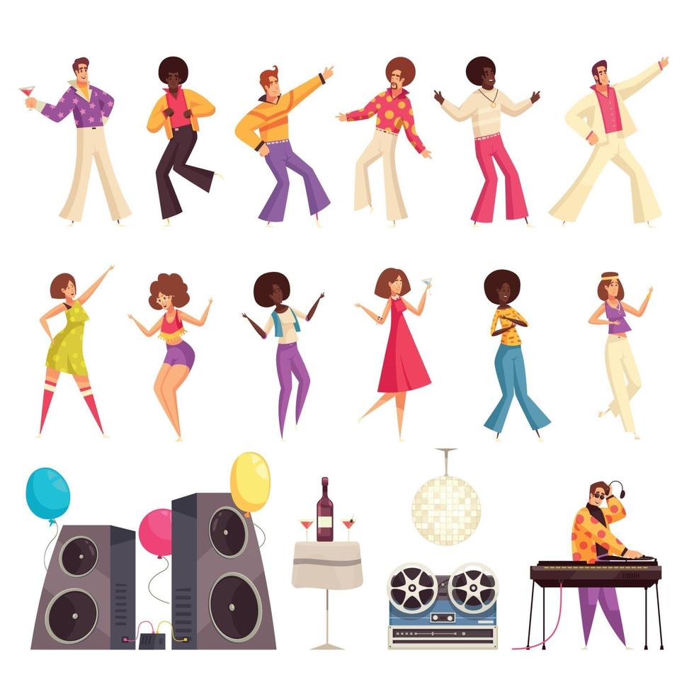 Disco Party Set Vector Illustration