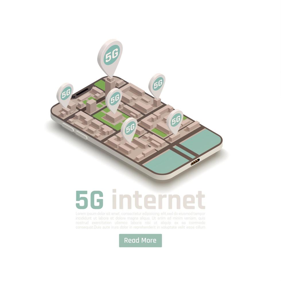 5G Internet Communication Composition Vector Illustration