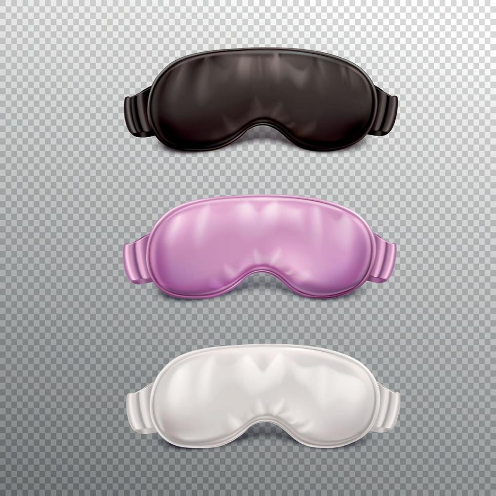 accesorios para dormir conjunto realista ilustración vectorial vector