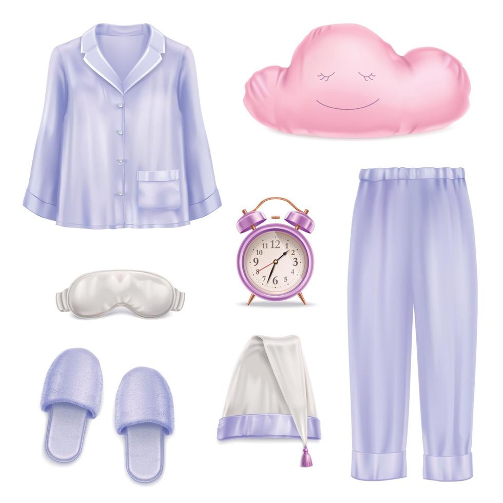 Sleep Accessories Realistic Set Vector Illustration