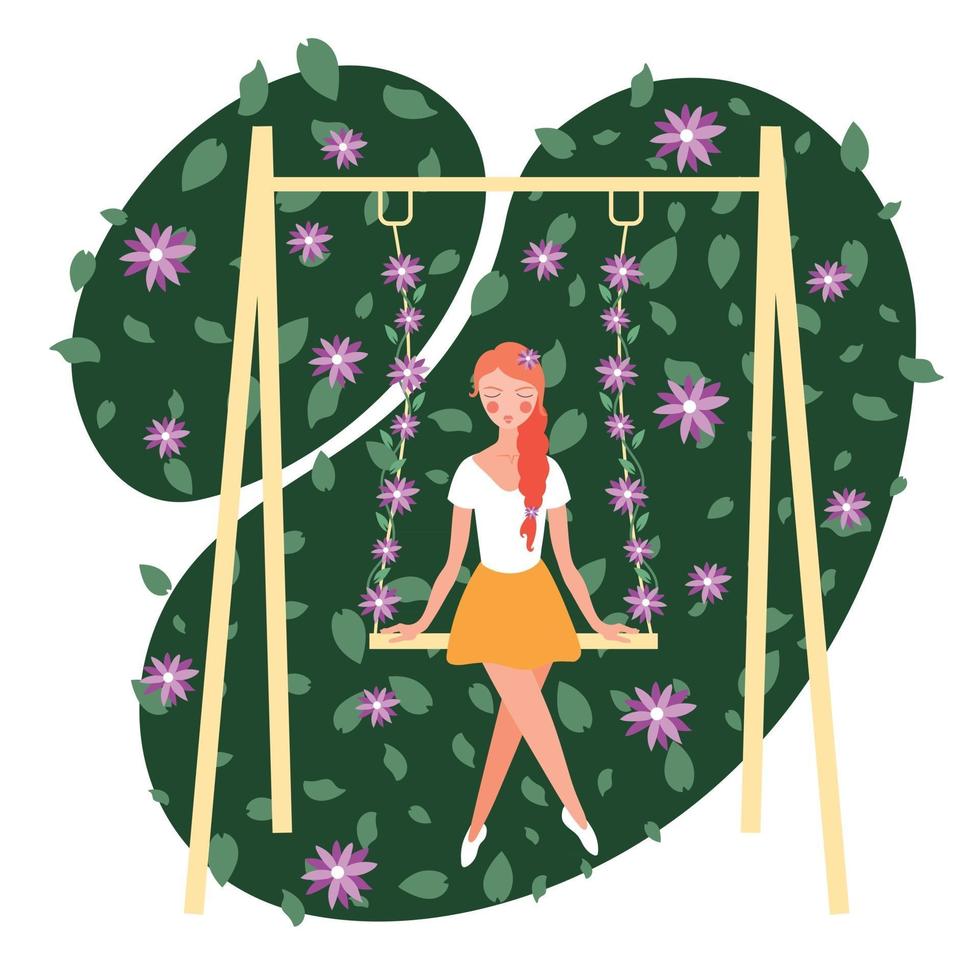 Flower Girl Flat Composition Vector Illustration