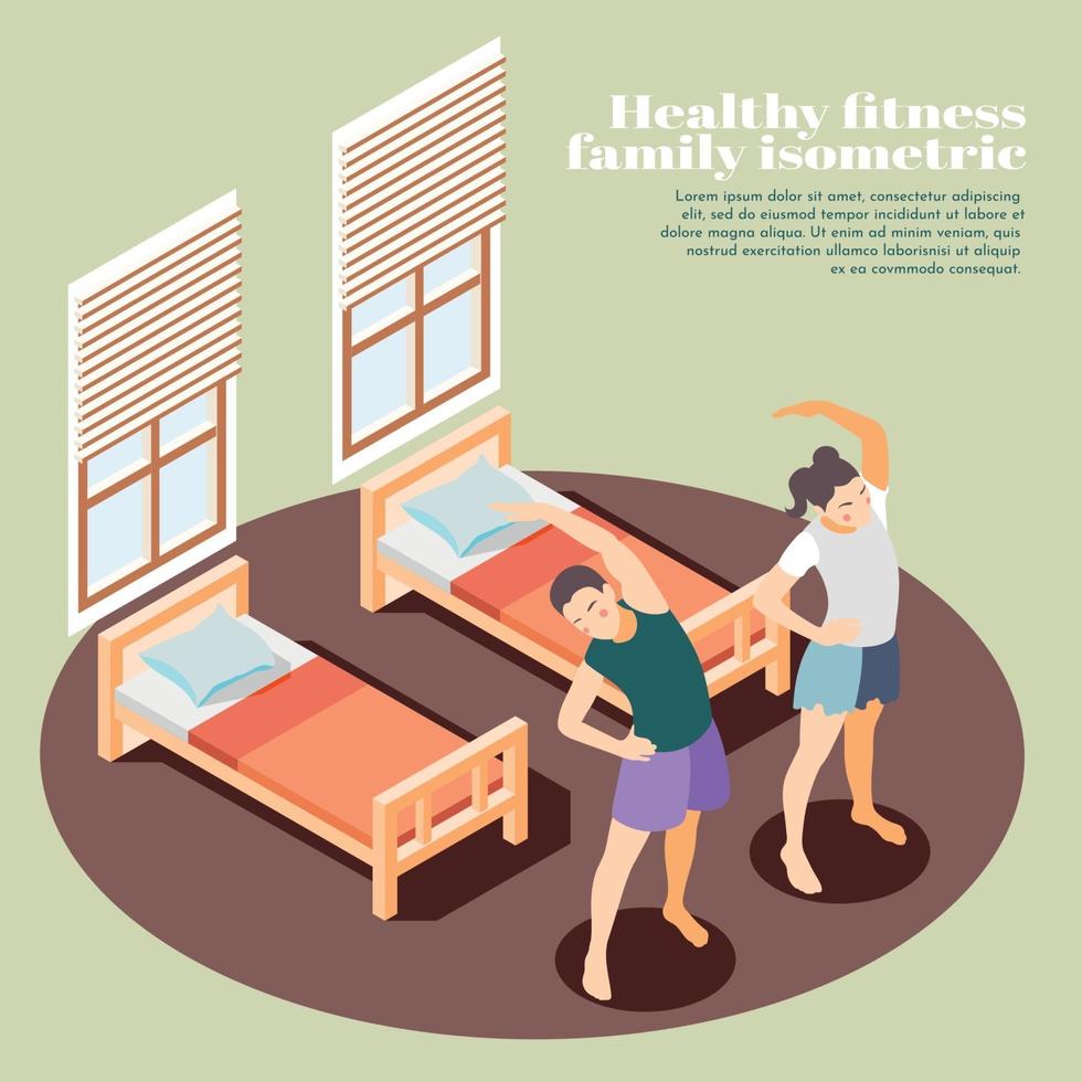 Healthy Fitness Isometric Background Vector Illustration