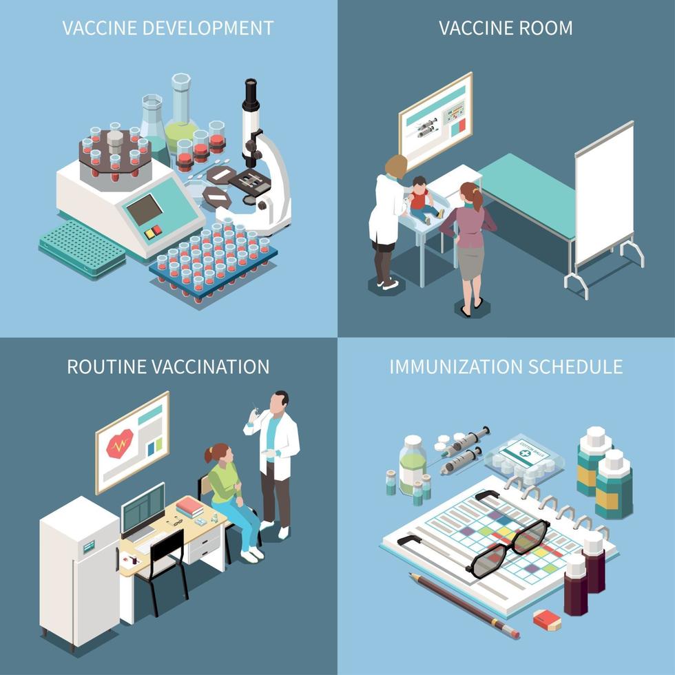 Vaccination 2x2 Design Concept Vector Illustration