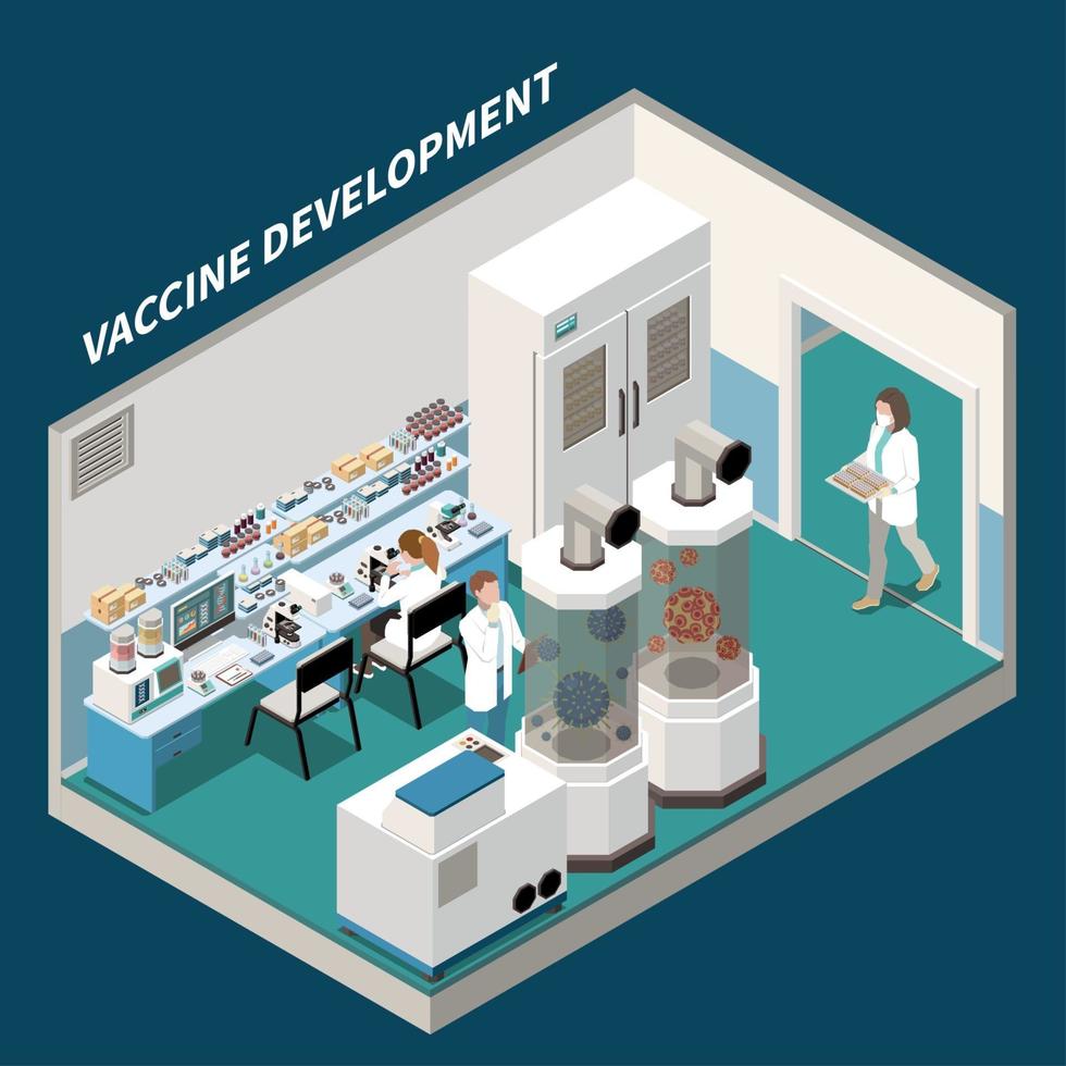 Vaccine Development Isometric Background Vector Illustration