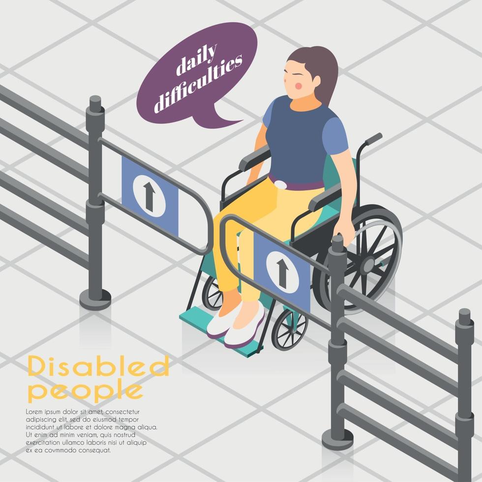 Disabled People Outdoor Vector Illustration