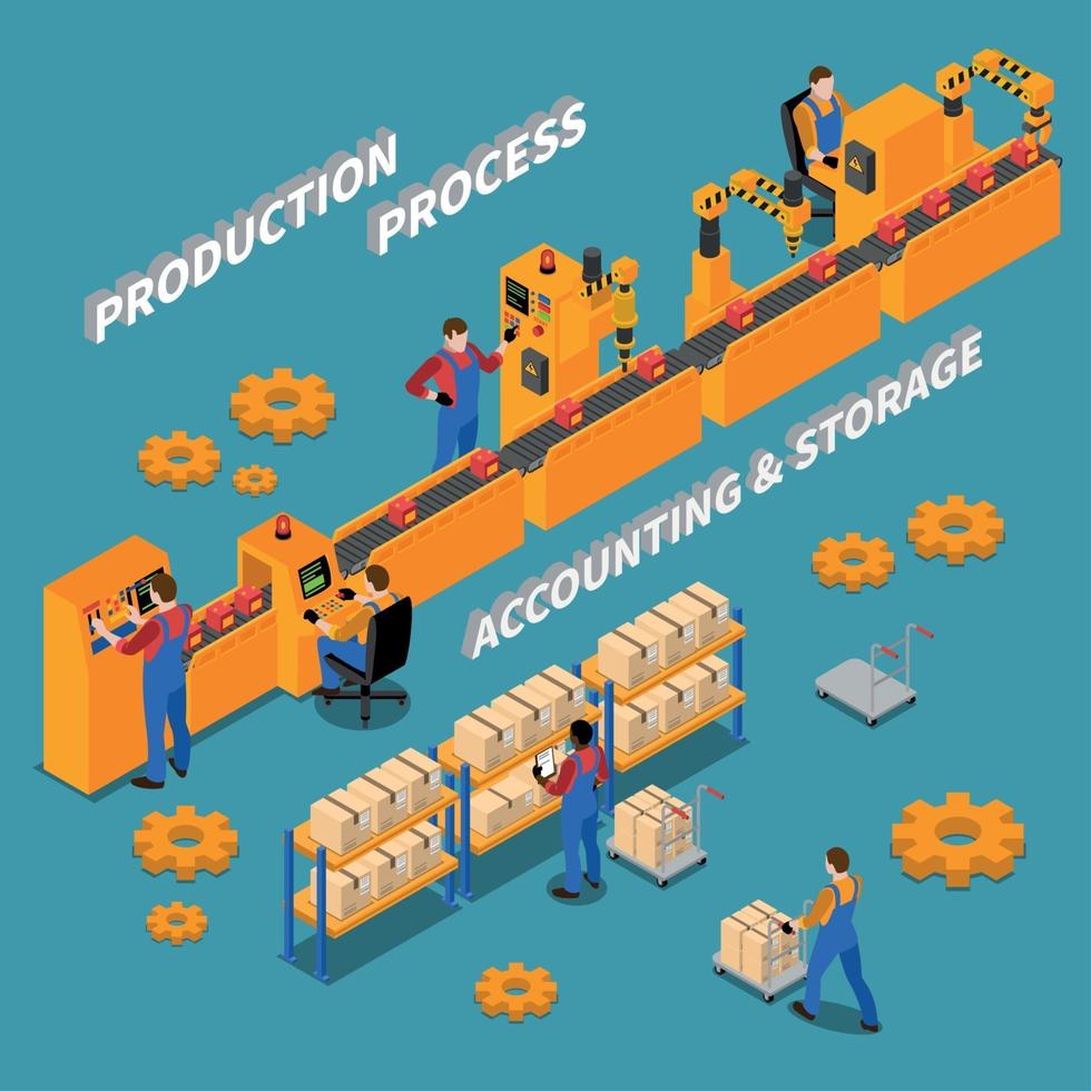 Factory Isometric Background Vector Illustration