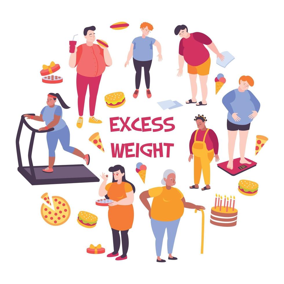 Fat People Composition Vector Illustration