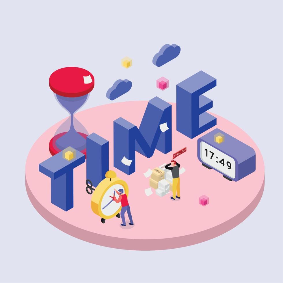 Deadline Time Isometric Composition Vector Illustration