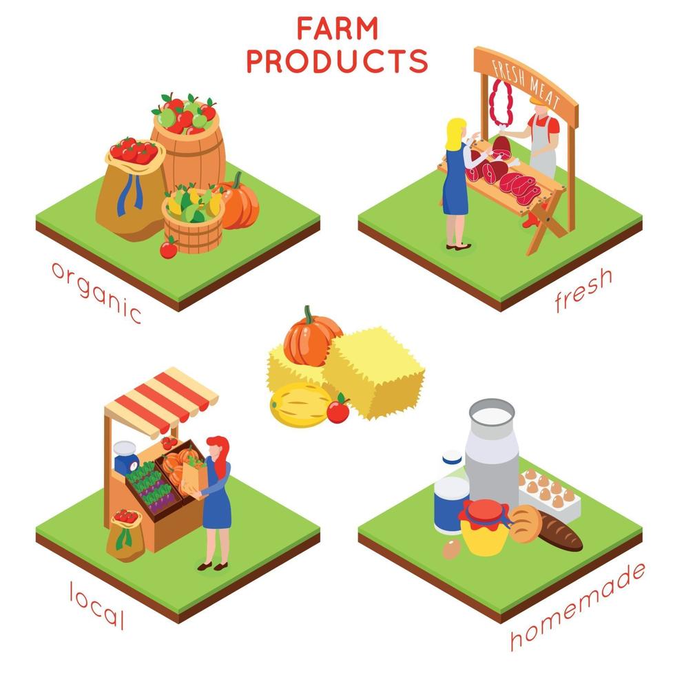 Ilustración de vector de concepto de diseño de productos agrícolas