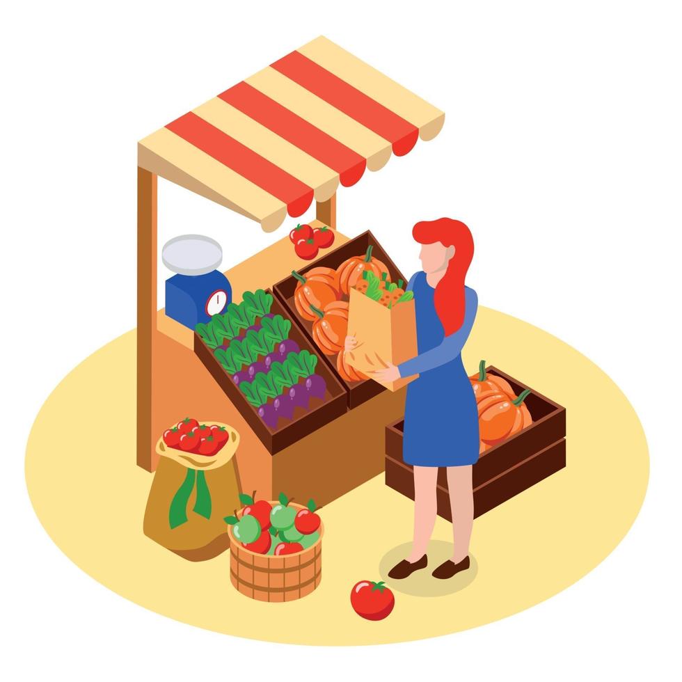 Local Farm Market Composition Vector Illustration