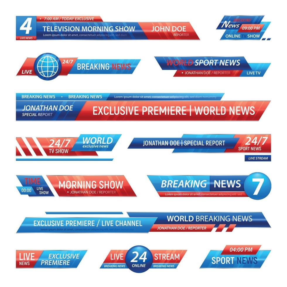 Television News Bars Set Vector Illustration