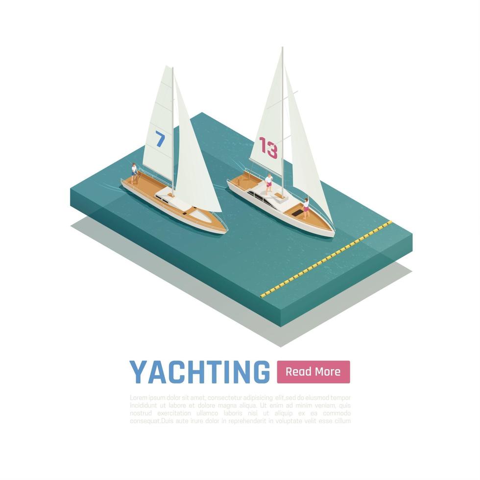 Yachting Isometric Colored Banner Vector Illustration