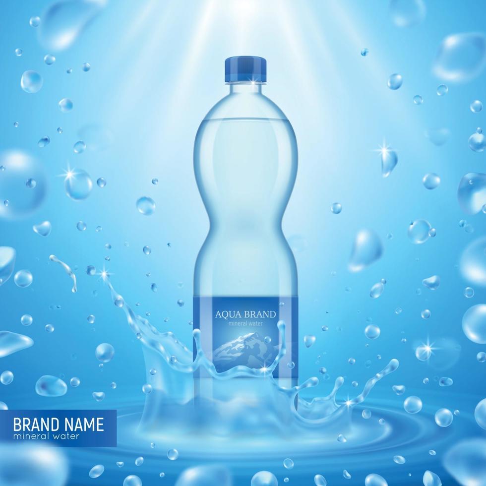 Ilustración de vector de fondo de publicidad de botella de agua