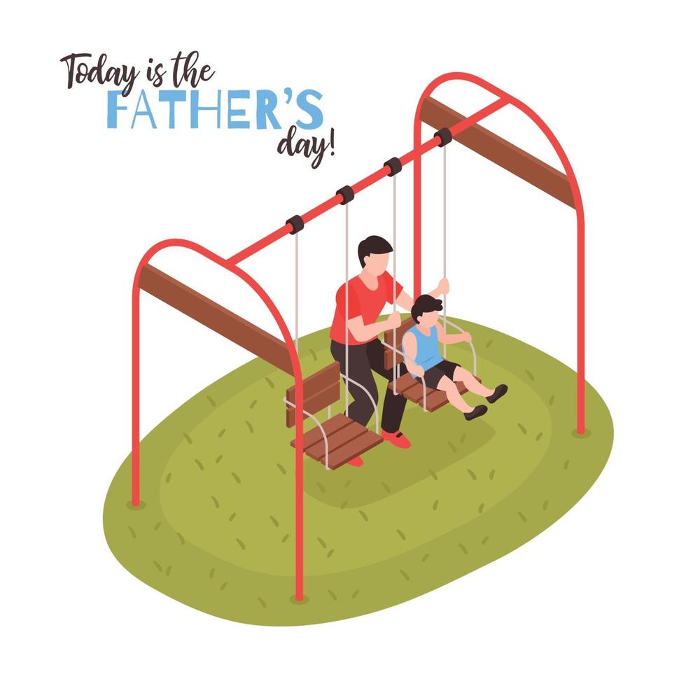 Fathers Day Isometric Design Concept Vector Illustration