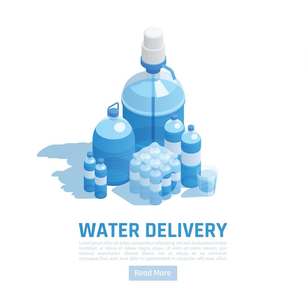 Isometric Water Delivery Background Vector Illustration