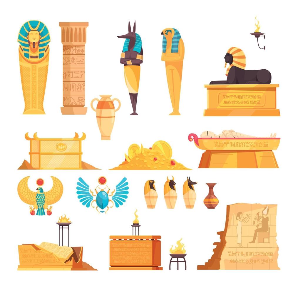 Egyptian Tombs Set Vector Illustration