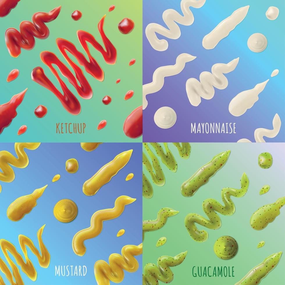 Sauce Spots Concept Icons Set Vector Illustration