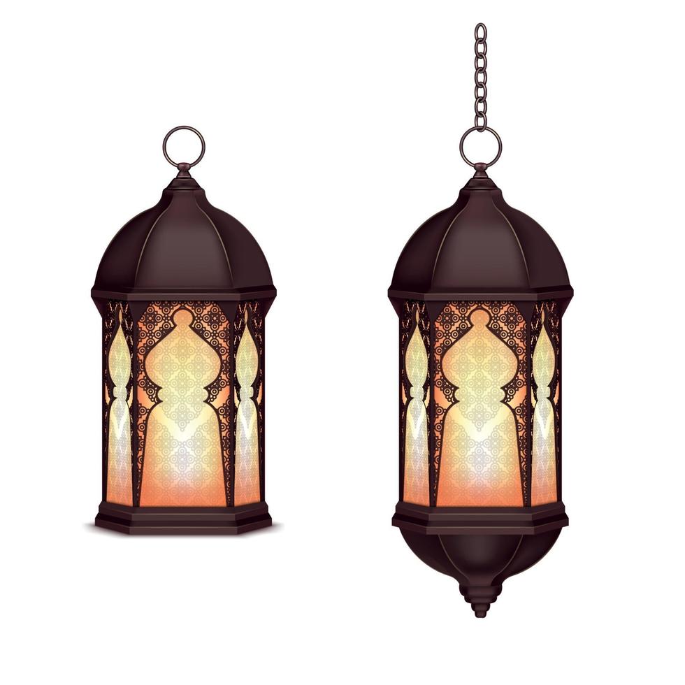 Realistic Ramadan Lanterns Set Vector Illustration