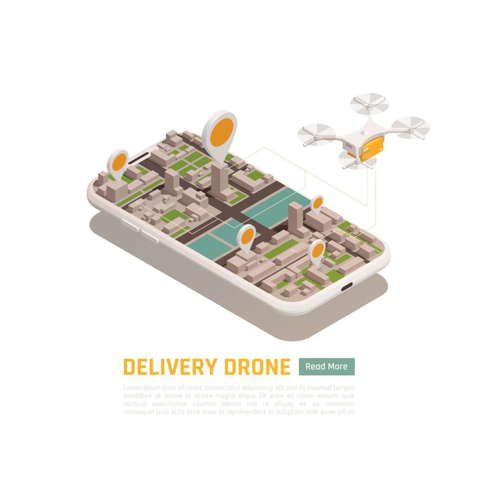 Drone Smart Delivery Background Vector Illustration