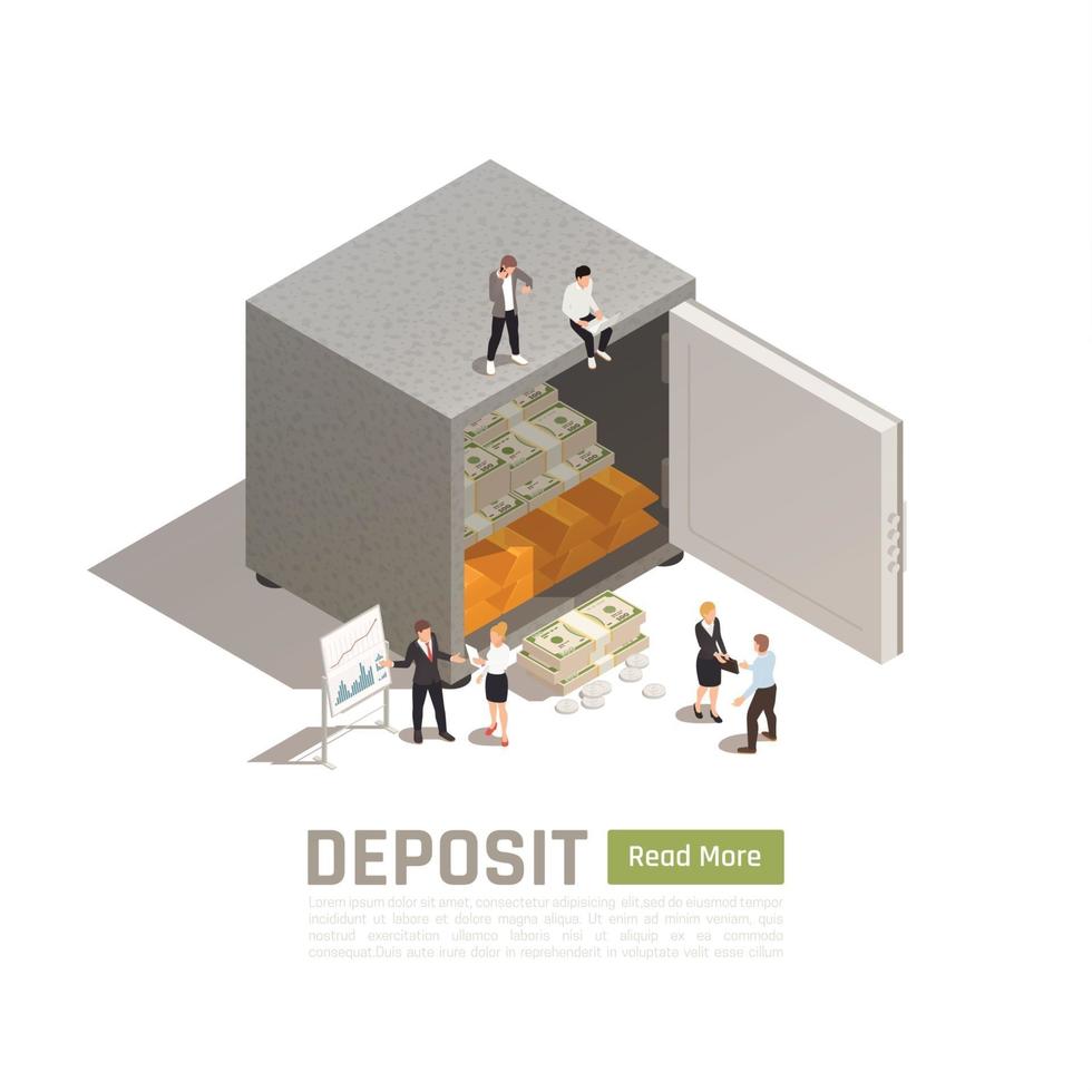 Deposit Safe Box Background Vector Illustration