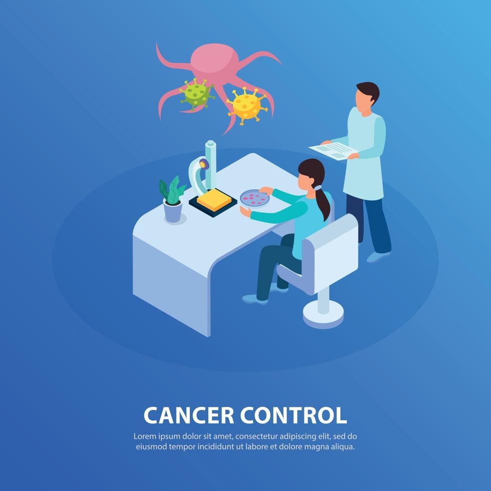 Ilustración de vector de composición isométrica de control de cáncer