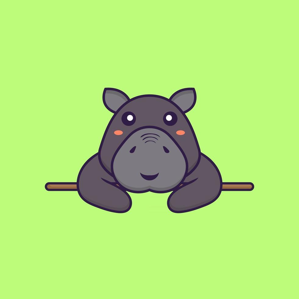 Cute hippopotamus lying down. Animal cartoon concept. vector