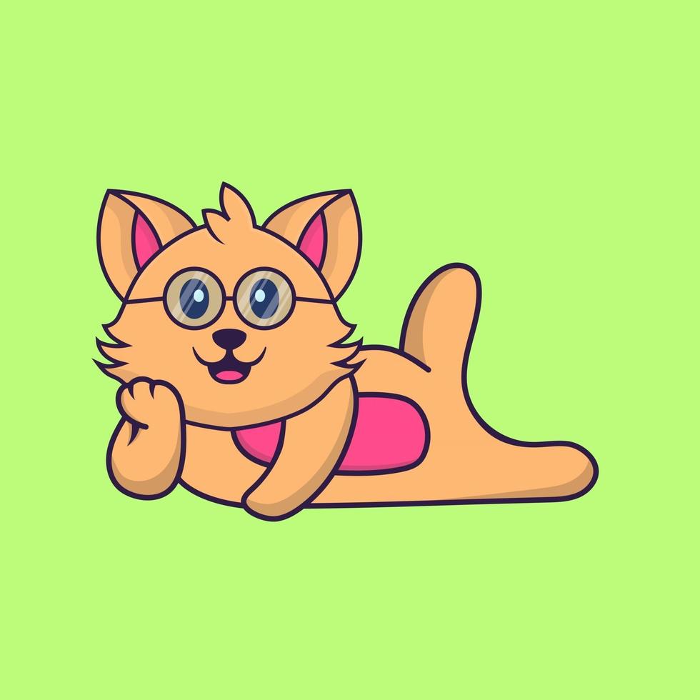 Cute cat lying down. vector