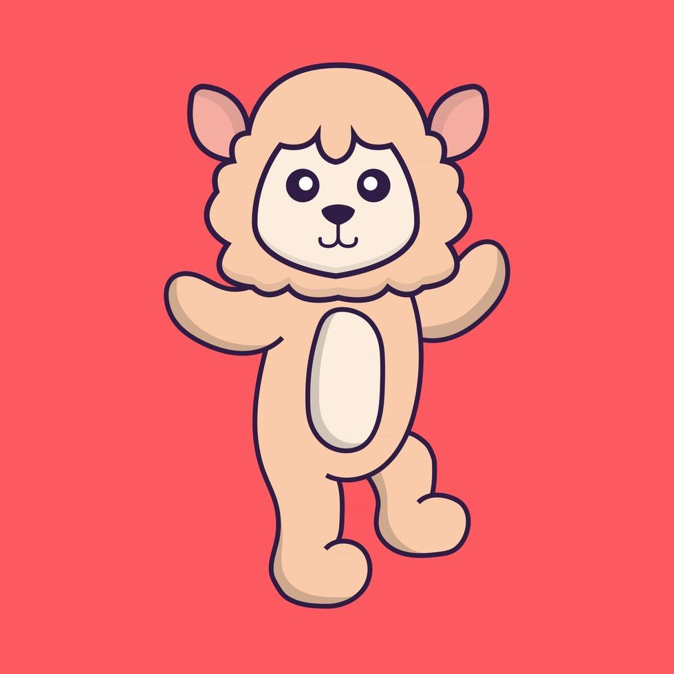 Cute sheep is dancing. vector