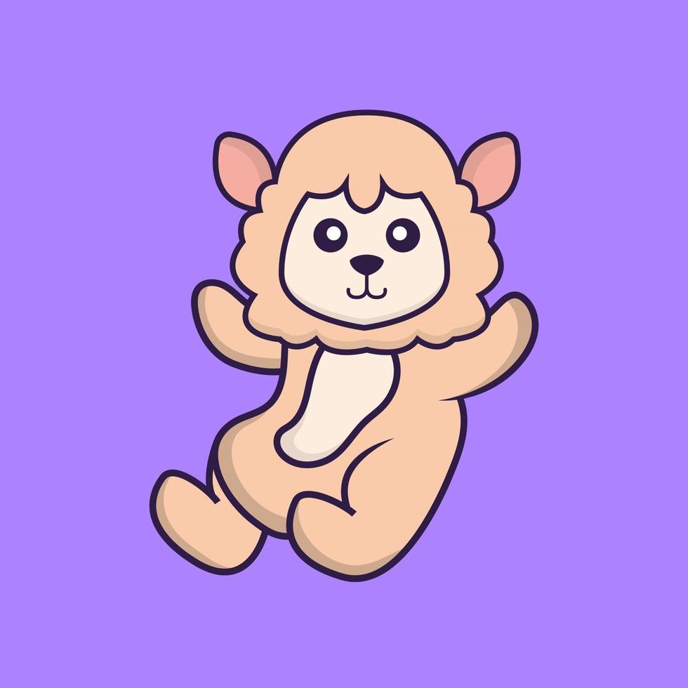 Cute sheep is flying. vector