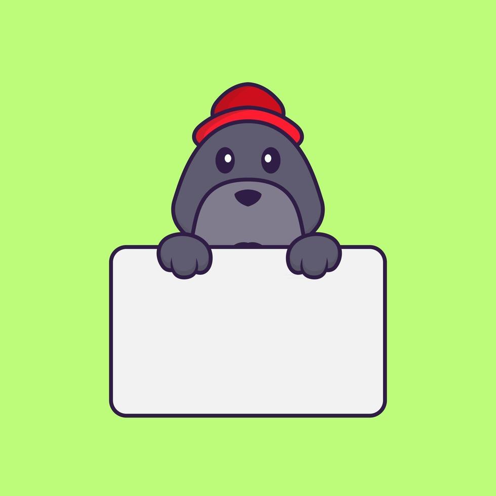 Cute dog holding whiteboard. vector