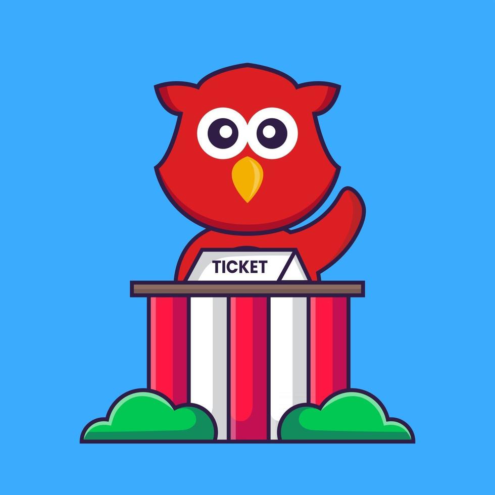Cute bird is being a ticket keeper. vector