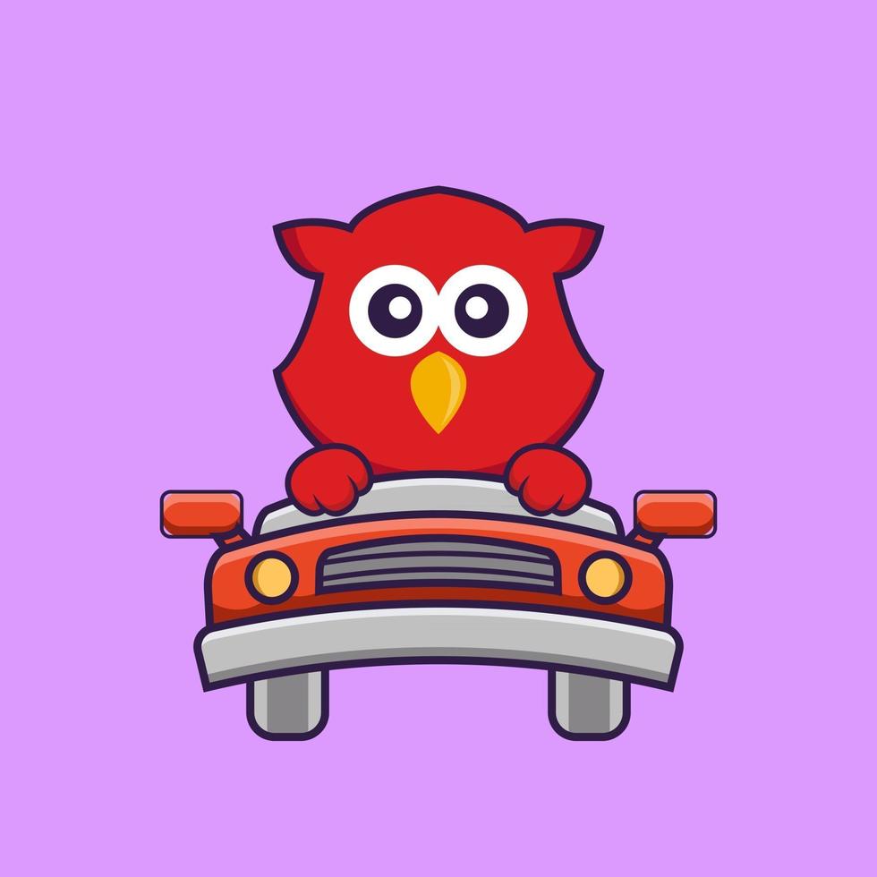 Cute bird is driving. vector