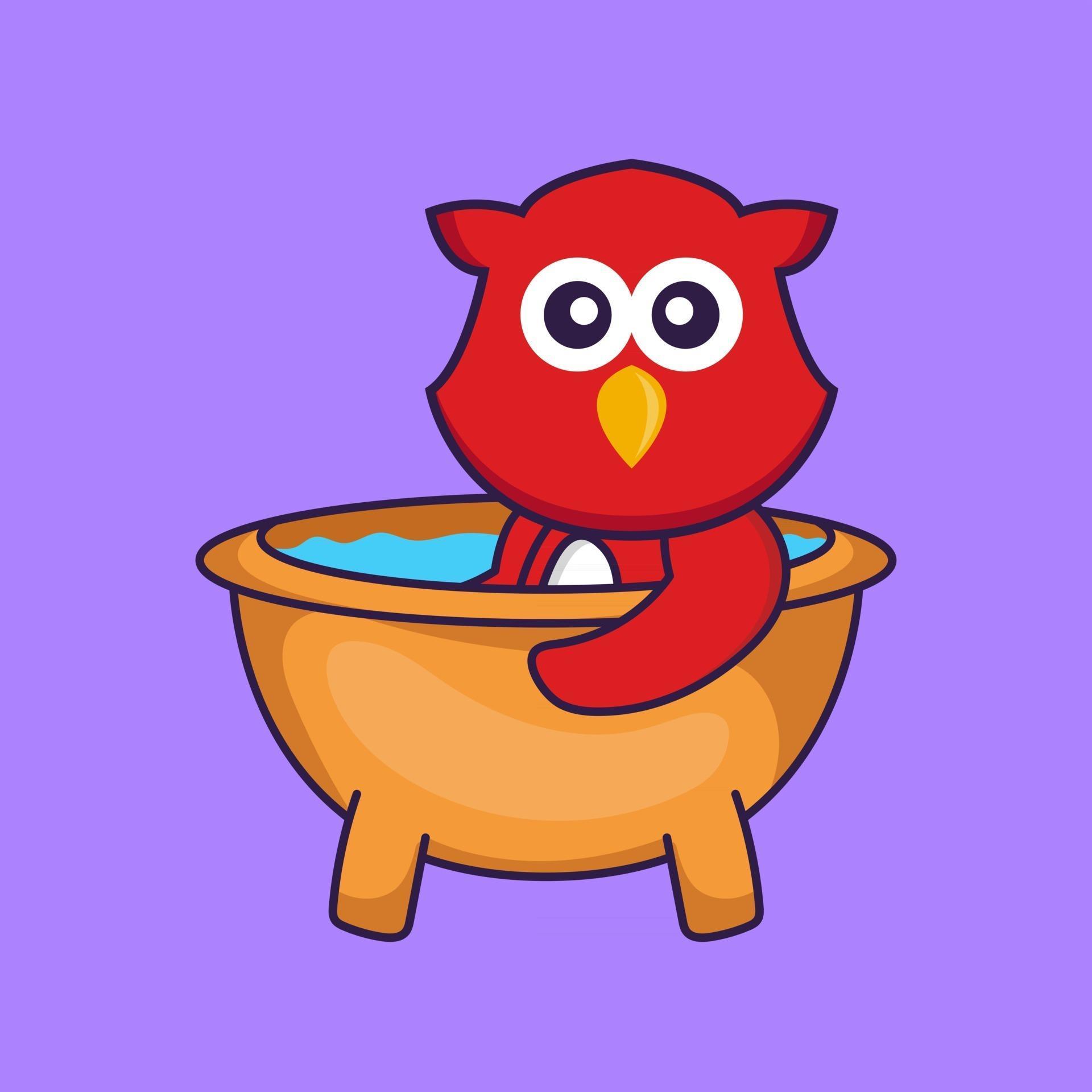 Cute bird taking a bath in the bathtub. 2951936 Vector Art at Vecteezy