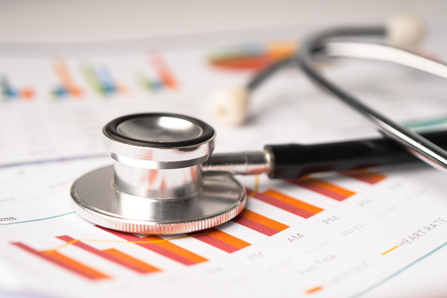 Stethoscope on charts and graphs paper, Finance, Account, Statistics, Investment, Analytic research data economy and Business company concept photo