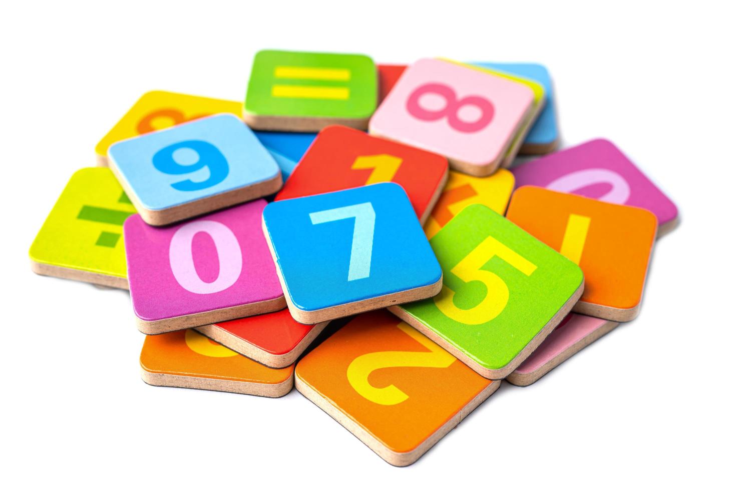 Math number colorful on white background, education study mathematics learning teach concept. photo