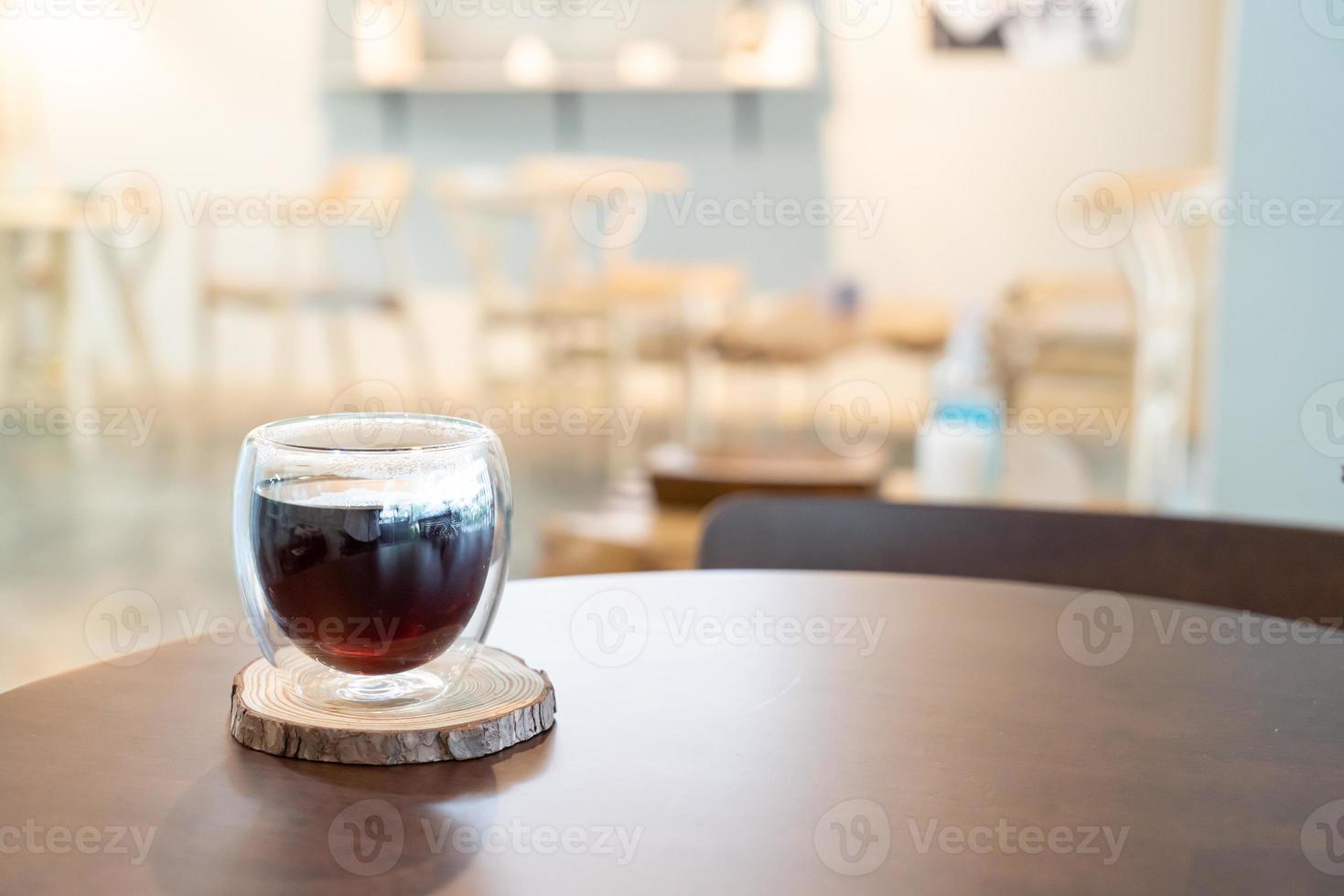 Hot Americano black coffee in coffee shop cafe and restaurant photo