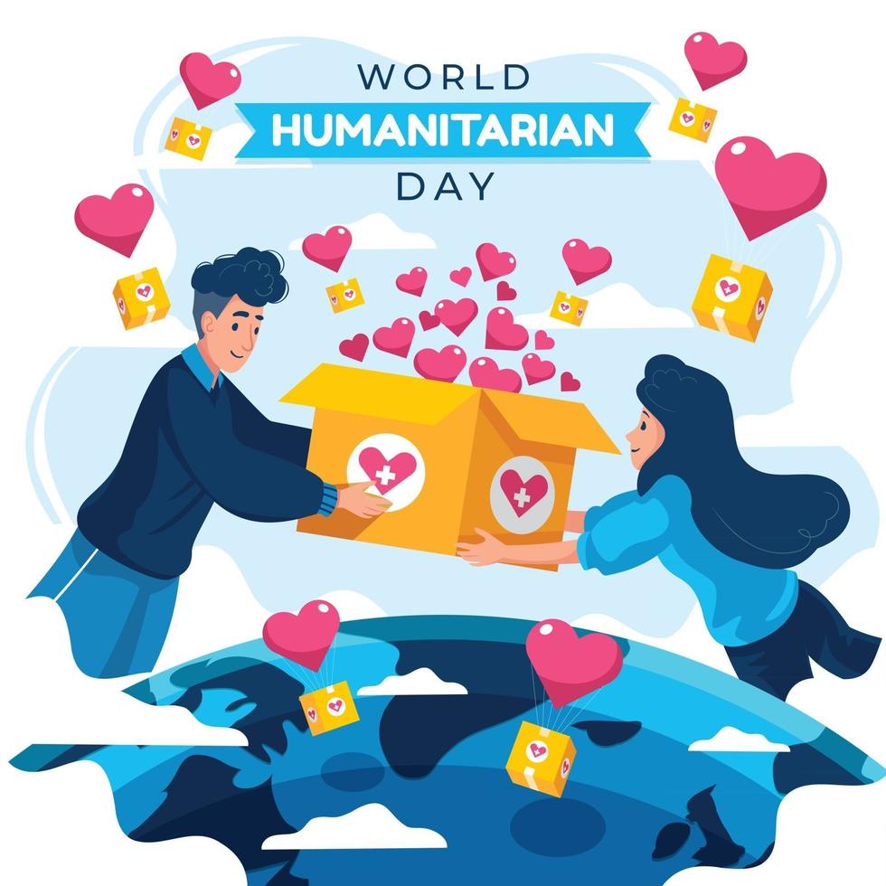 World Humanitarian Day with Giving Help Concept vector