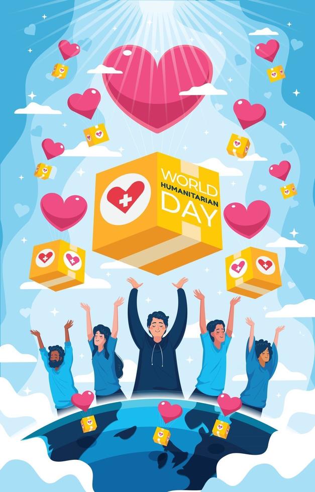 World Humanitarian Day Poster Concept vector