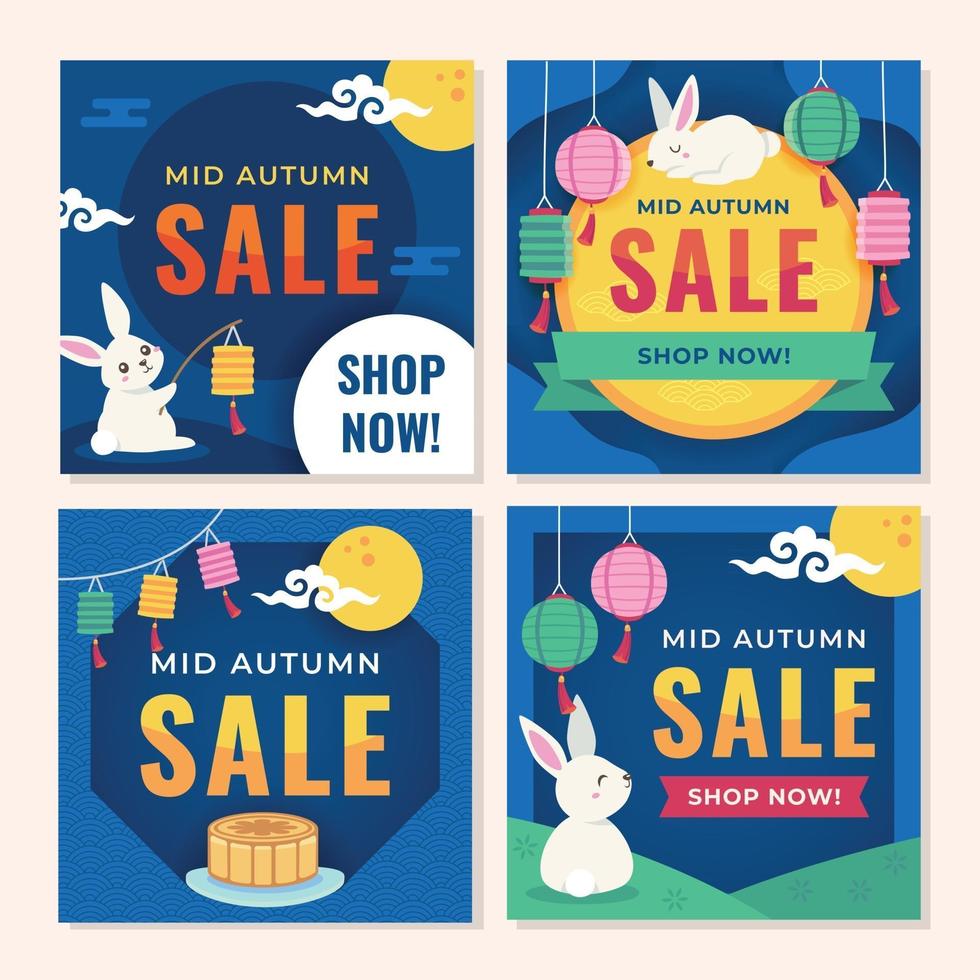 Mid Autumn Sale Social Media Post vector