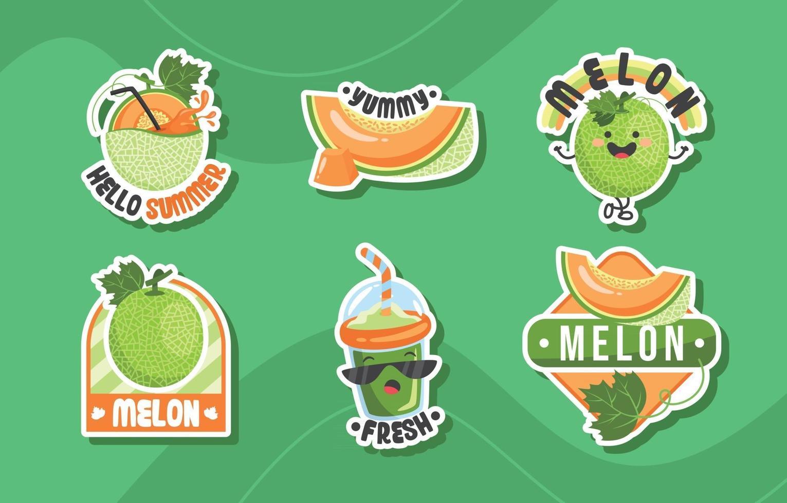 divertida colección de pegatinas de melón vector