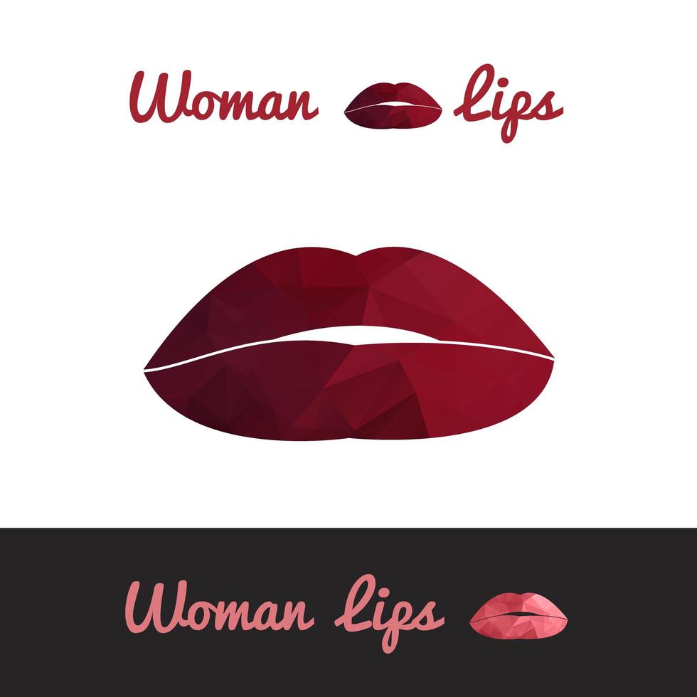 Polygonal lips, triangle logo or icon vector