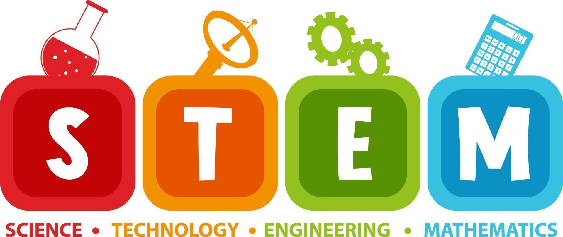 Colourful STEM education text icon vector