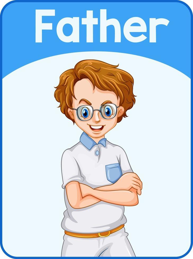Educational English word card of father vector