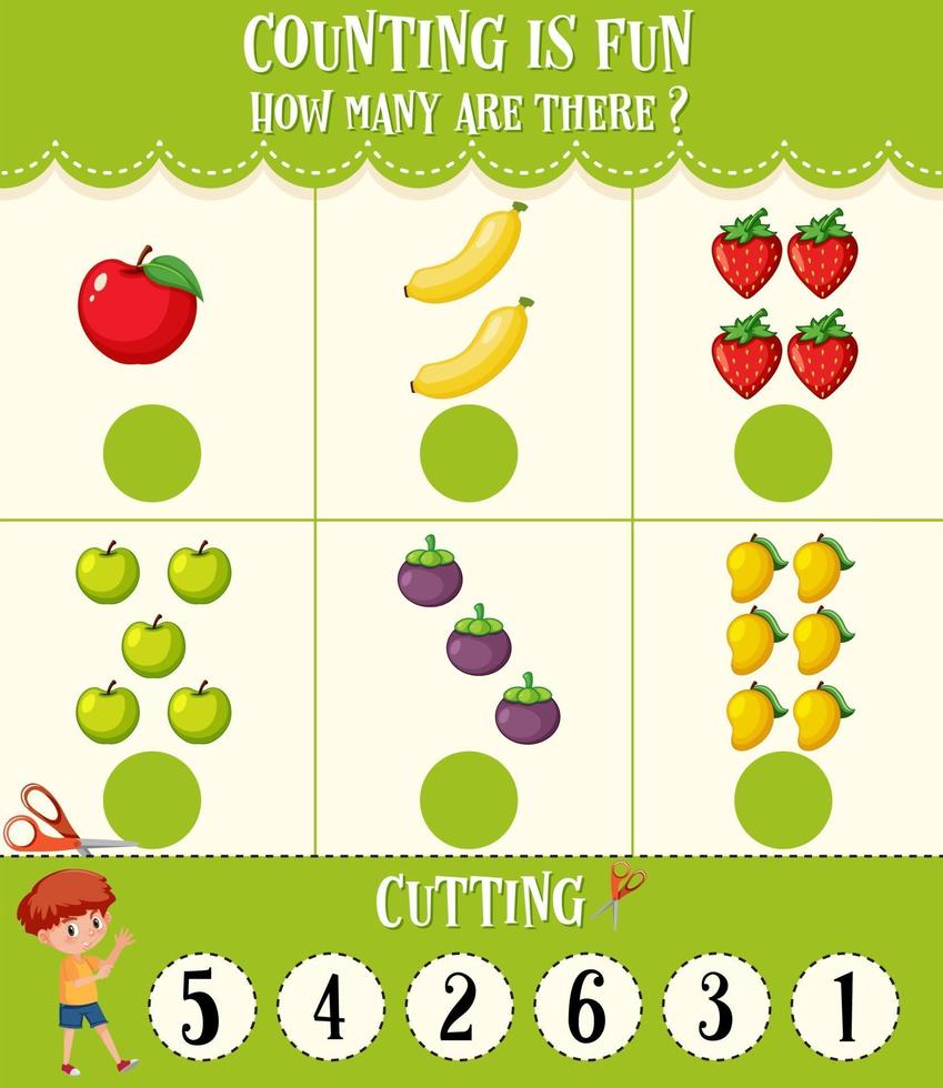 Math count number worksheet vector